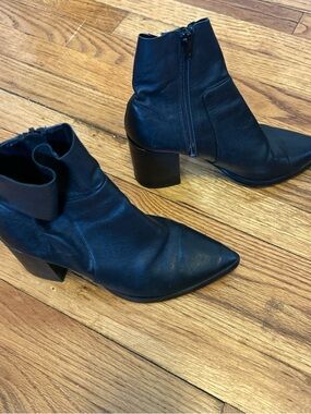 Tony Bianco Black Pointed-Toe Leather Ankle Booties